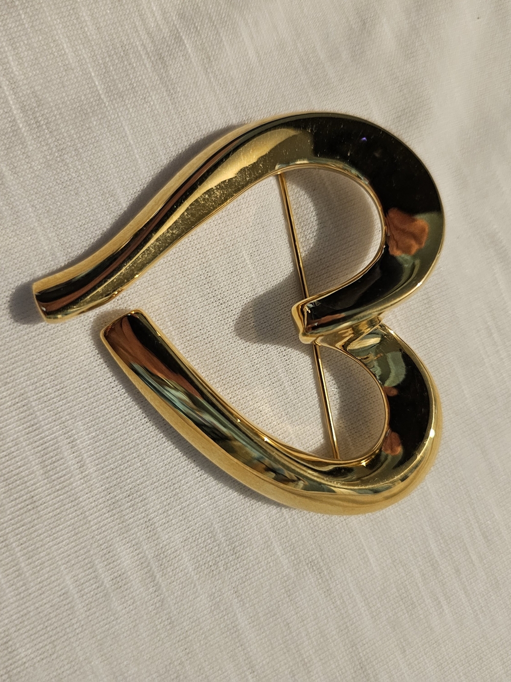 Gold Heart-Shaped Statement Brooch for Women
